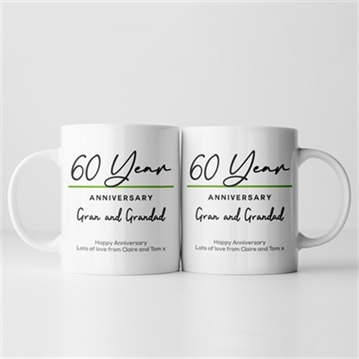 Pair of Personalised Classy 60th Anniversary Year Mugs