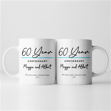 Pair of Personalised Classy 60th Anniversary Year Mugs