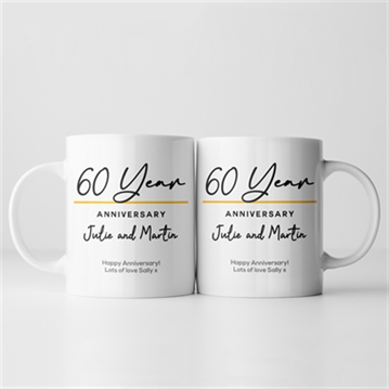 Pair of Personalised Classy 60th Anniversary Year Mugs