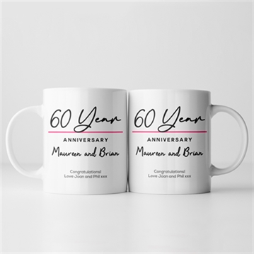 Pair of Personalised Classy 60th Anniversary Year Mugs