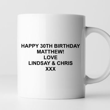 Personalised Zone Ends 30th Birthday Mug
