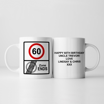 Personalised Zone Ends 60th Birthday Mug