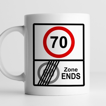 Personalised Zone Ends 70th Birthday Mug