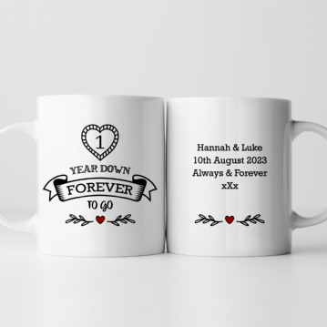 Personalised 1 Year Down Forever to Go Mug