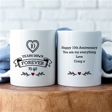 Personalised 10 Years Down Forever to Go Mug