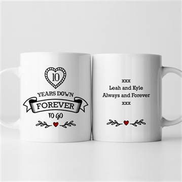 Personalised 10 Years Down Forever to Go Mug