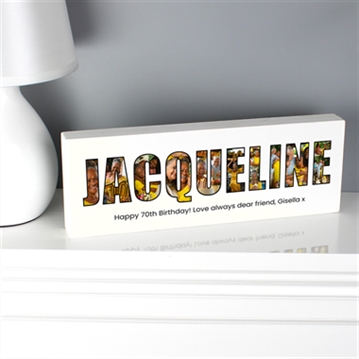 Personalised Photo Name Wooden Mantel Block