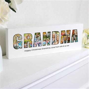 Personalised Photo Name Wooden Mantel Block