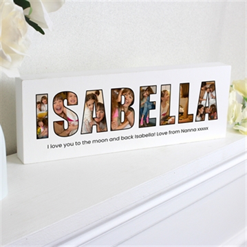 Personalised Photo Name Wooden Mantel Block
