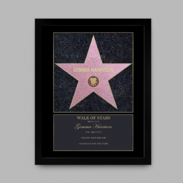Personalised Walk of Stars Print (Black Frame)