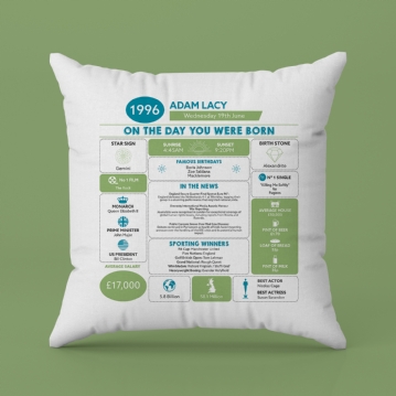 Personalised The Day You Were Born - 30th Birthday Cushion