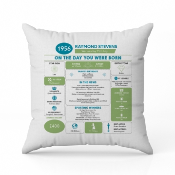 Personalised The Day You Were Born - 70th Birthday Cushion