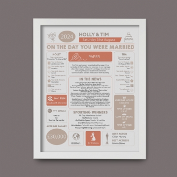 Personalised 1st Anniversary (Paper) Wedding Chart Framed Print