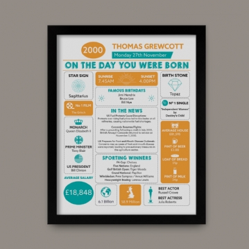 Framed Personalised The Day You Were Born Print