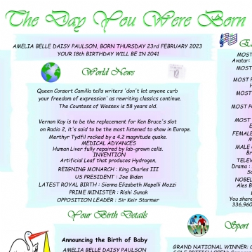 New Baby Personalised The Day You Were Born Framed Print