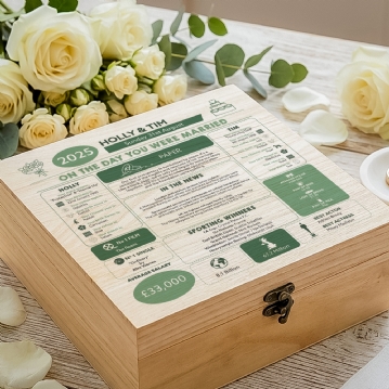 Personalised (1st) Wedding Anniversary (Paper) - Day You Were Married Chart Keepsake Box