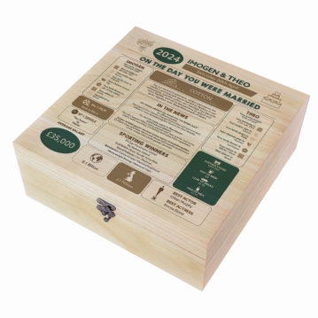 Personalised (2nd) Wedding Anniversary (Cotton) - Day You Were Married Chart Keepsake Box