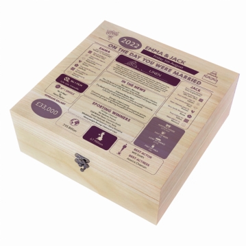 Personalised (4th) Wedding Anniversary (Linen) - Day You Were Married Chart Keepsake Box
