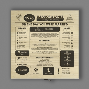 Personalised (50th) Wedding Anniversary (Golden) - Day You Were Married Chart Keepsake Box