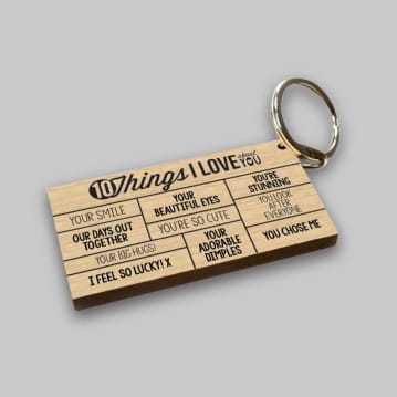 10 Things I Love About You Personalised Keyring