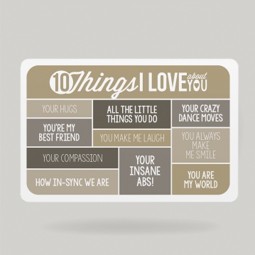 10 Things I Love About You Personalised Wallet Insert