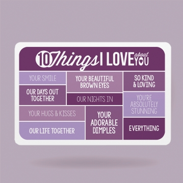 10 Things I Love About You Personalised Wallet Insert