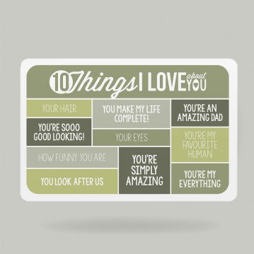 10 Things I Love About You Personalised Wallet Insert