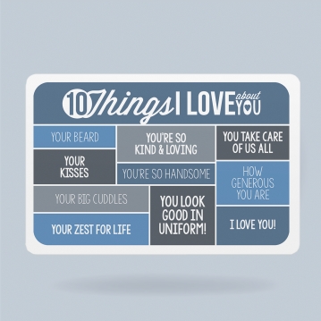 10 Things I Love About You Personalised Wallet Insert