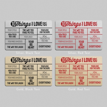 10 Things I Love About You Personalised Wallet Insert