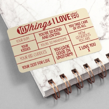 10 Things I Love About You Personalised Wallet Insert
