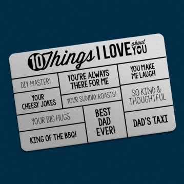 10 Things I Love About You Personalised Wallet Insert