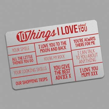 10 Things I Love About You Personalised Wallet Insert