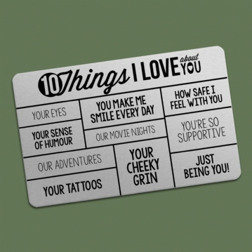 10 Things I Love About You Personalised Wallet Insert