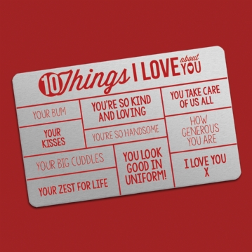 10 Things I Love About You Personalised Wallet Insert