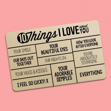 10 Things I Love About You Personalised Wallet Insert