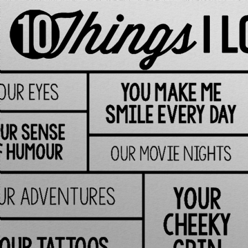 10 Things I Love About You Personalised Wallet Insert