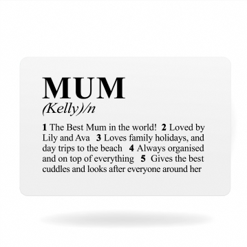 Personalised Dictionary Definition Wallet Insert