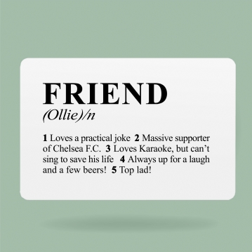 Personalised Dictionary Definition Wallet Insert