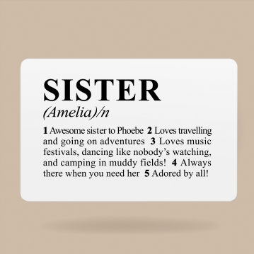 Personalised Dictionary Definition Wallet Insert