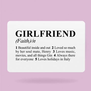 Personalised Dictionary Definition Wallet Insert