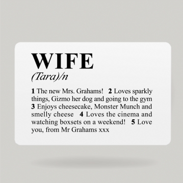 Personalised Dictionary Definition Wallet Insert