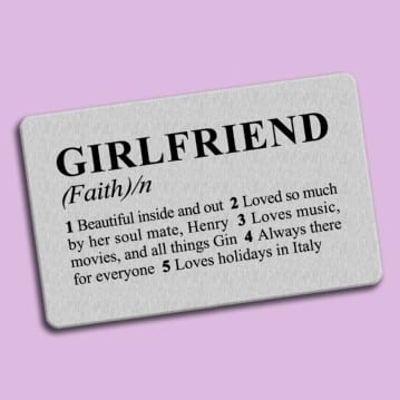 Personalised Dictionary Definition Wallet Insert