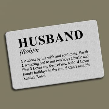 Personalised Dictionary Definition Wallet Insert