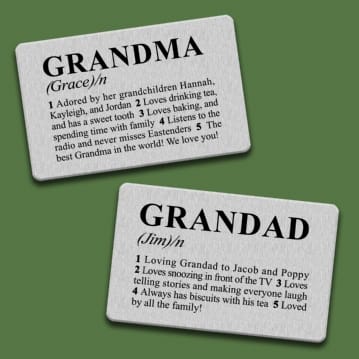 Personalised Dictionary Definition Wallet Insert