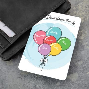 Personalised Family Balloons Wallet/Purse Insert