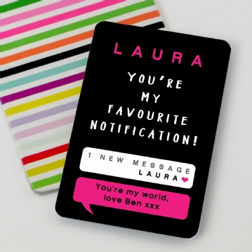 Personalised You're My Favourite Notification Wallet/Purse Insert