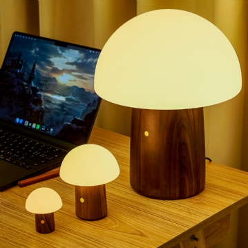 Wooden Mushroom Lamps
