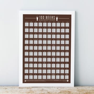 100 beers scratch off bucket list poster