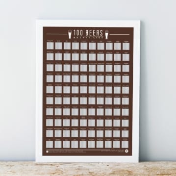 100 beers scratch off bucket list poster