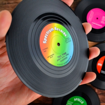 Retro Vinyl Set of Drinks Coasters